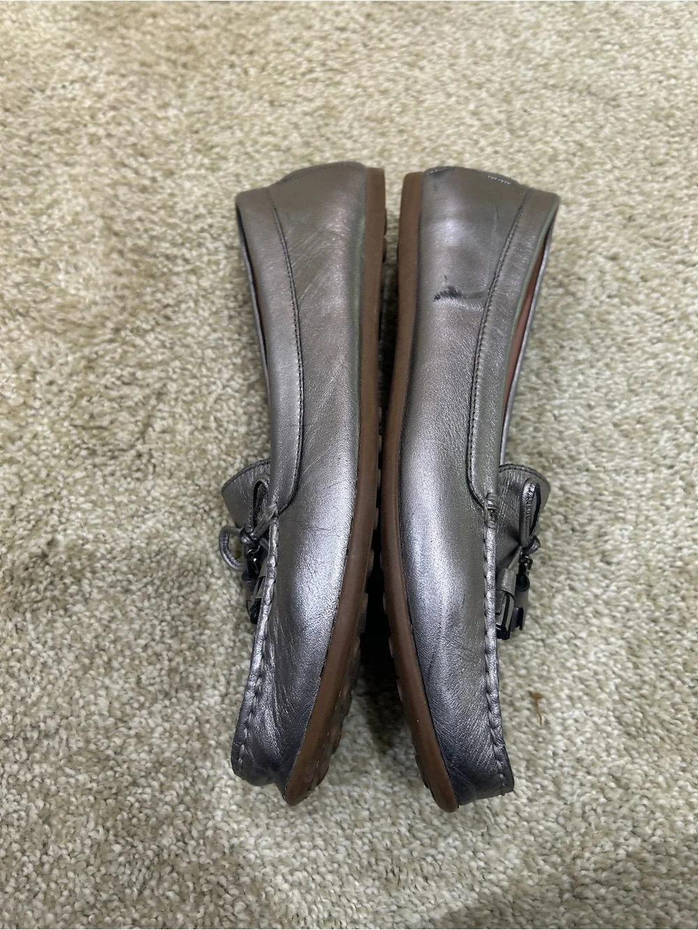 Coach Metallic gunmetal slip-on Tassel bow driving walking Loafers size 10 - Picture 7 of 13